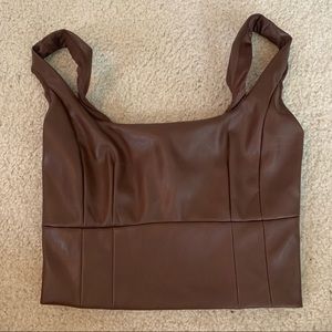 Forever 21 Brown Leather Cropped Tank